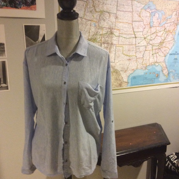 Blue Urban Outfitters Cotton Button Down