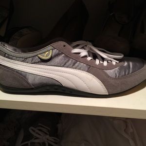 Puma, grey and white tennis shoes.  Used once.