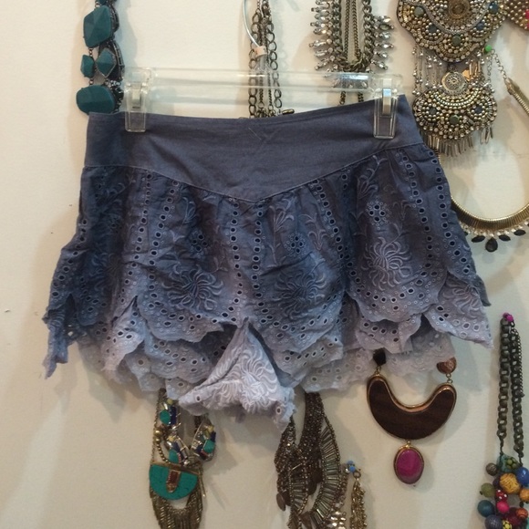 Free People Dip Dyed Bohemian Shorts