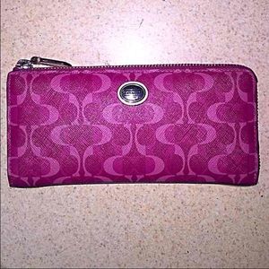 Authentic Coach pink zip wallet