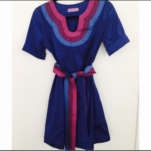 Calypso St Barth silk multicolor dress with belt