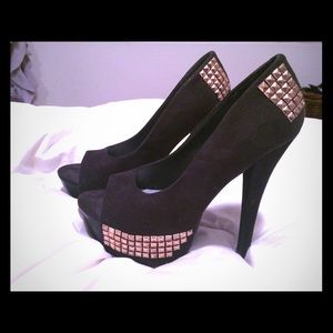 Black with Gold Stud Pumps