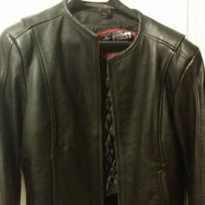 Leather biker jacket women's