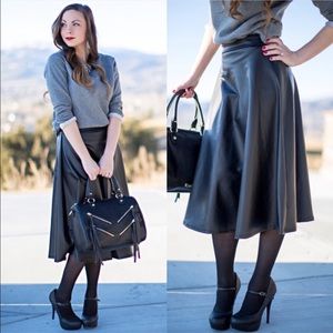 Faux Leather Midi Skirt