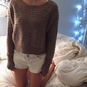 fuzzy knit brown sweater
