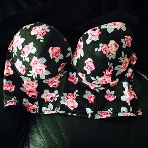 Floral crop top bra