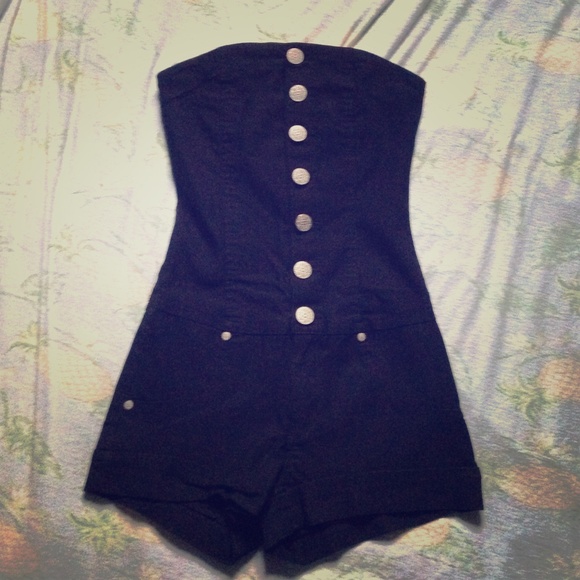 Black button up romper. Very cute!! - Picture 1 of 3
