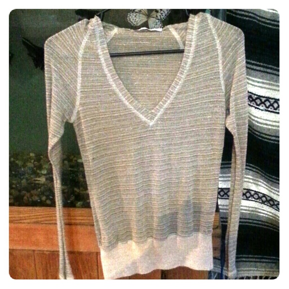 Super cute hooded long sleeved gold metallic top