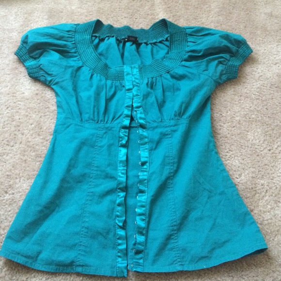 Guess teal peasant shirt