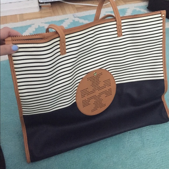 NWOT Tory Burch Striped Leather Tote