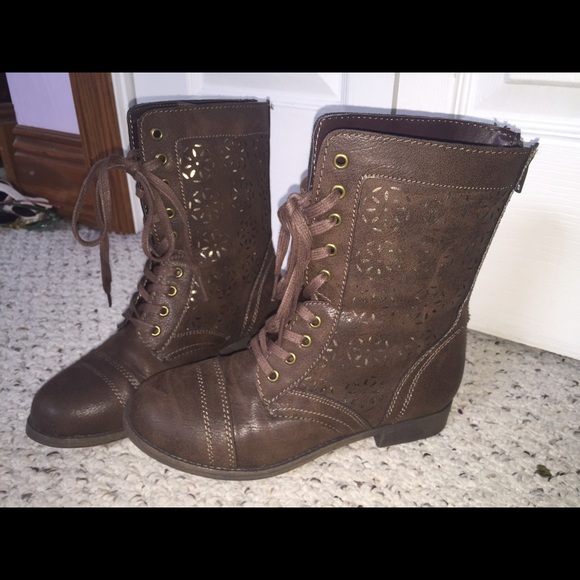 Brown leather combat boots!