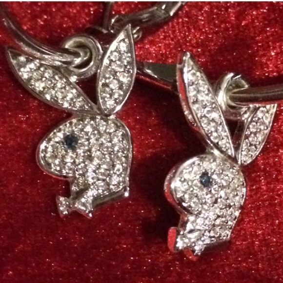 🔆Play Boy Rhinestone Bunnies Hoops - Picture 2 of 4