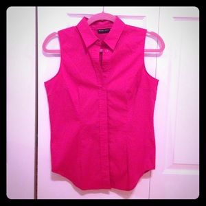 Hot Pink Sleeveless Button Down