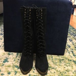 Joie Mid Calf Lace Up Boots