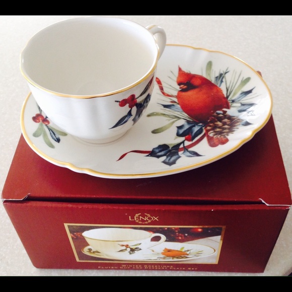 Lenox Winter Greeting fluted cup & dessert plate
