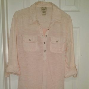 BUNDLED SOLD Peach button front top