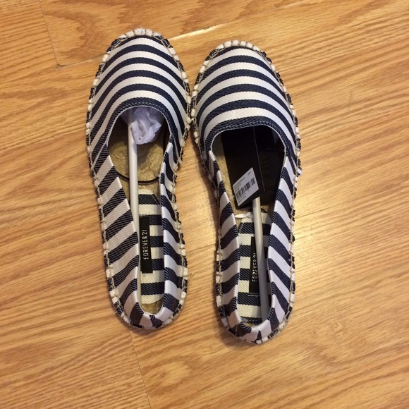 Black and White striped flats