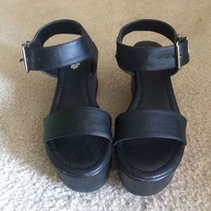 Black chunky platform sandals (never worn)
