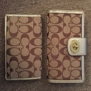 Tan and Gold Signature Coach Wallet