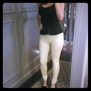 Cream Sequin leggings