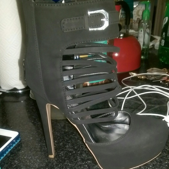 Black caged heels...