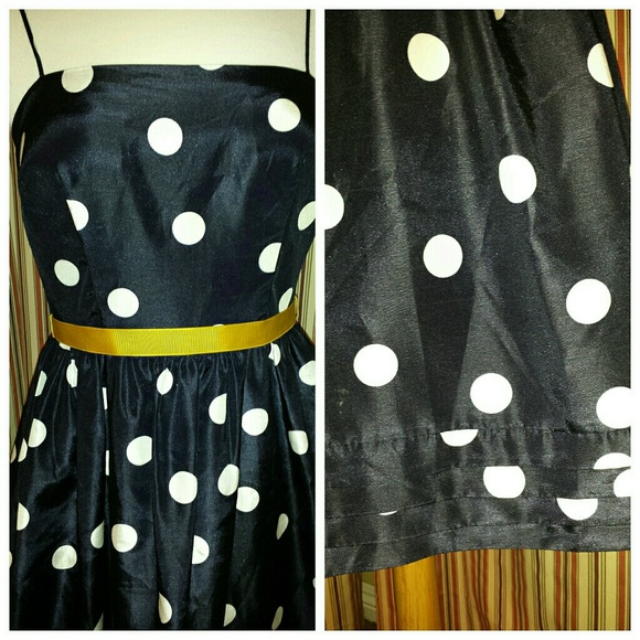 🍀VTGHP×2🍀 Navy & White Polka Dot Dress - Picture 3 of 4