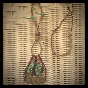 Free people turquoise and mauve bohemian necklace