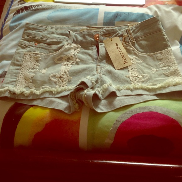 Never been worn jean shorts with lace!