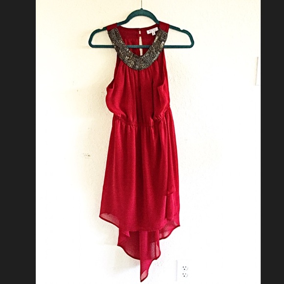 Dresses & Skirts - Beautiful beaded red high low dress