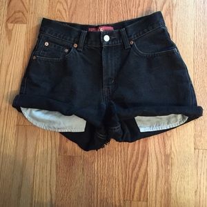 Black Levi High Waist Jean Shorts