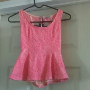 Charlotte Russe pink lace peplum top