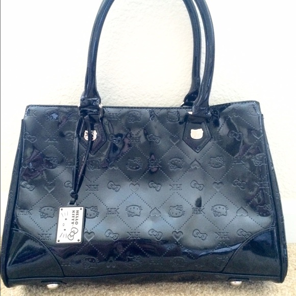 Hello Kitty Women's Briefcase Purse in Shiny Black