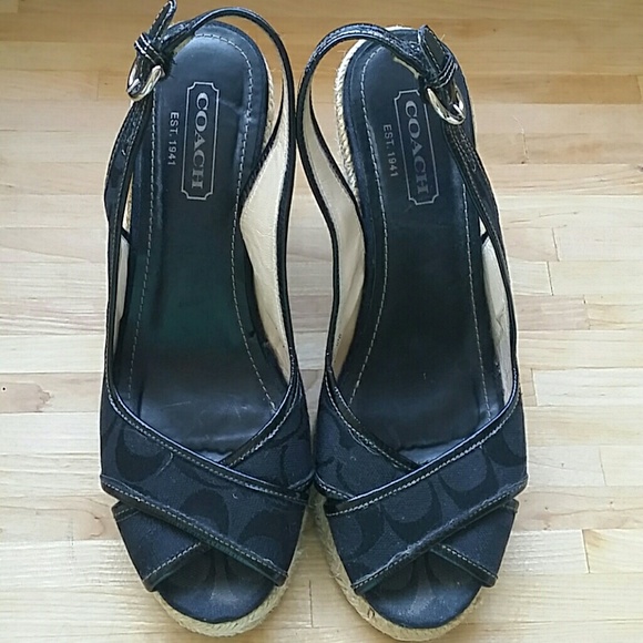 ❎Sold❎Coach Kara Wedge Espadrille Black 7B
