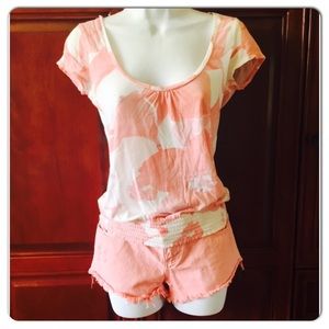 American Eagle Pink and White Knit Blouse