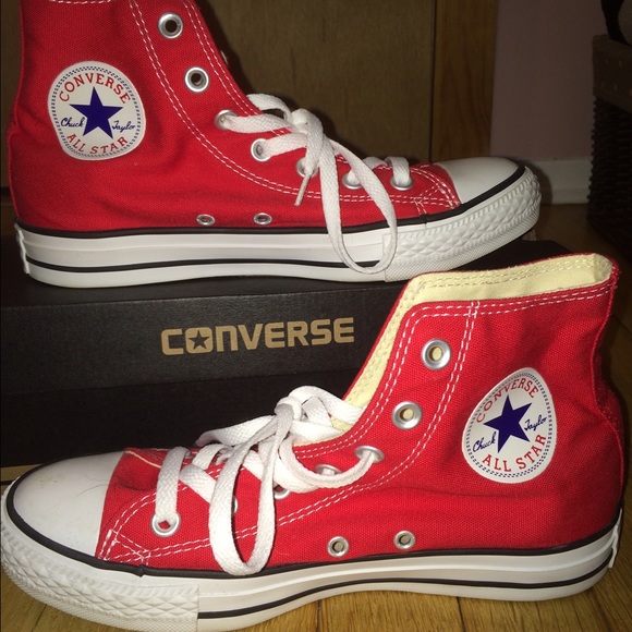 Red converse high tops