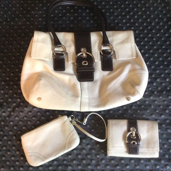 Coach cream and brown leather set