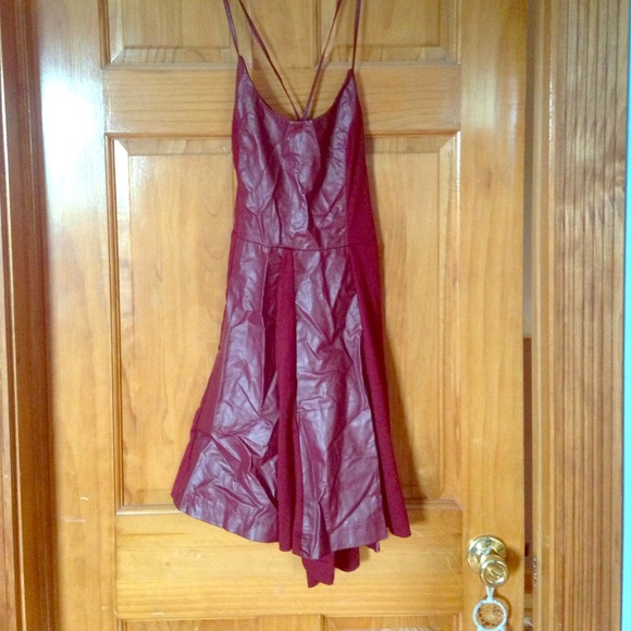 Strappy burgundy leather dress!