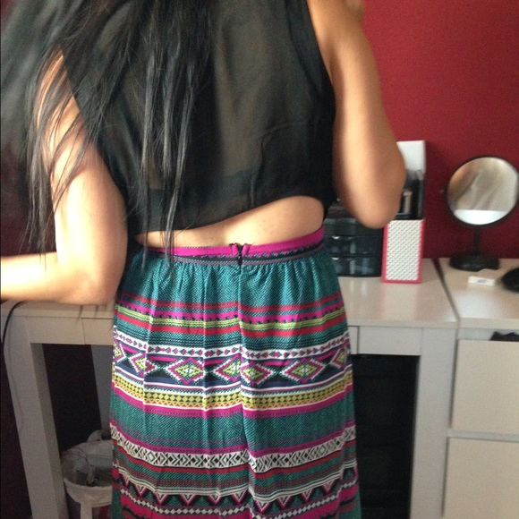 Dresses & Skirts - Tribal Print Maxi and Black Slit
