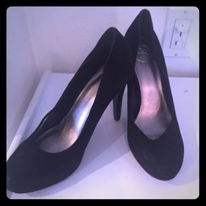 Black suede pumps
