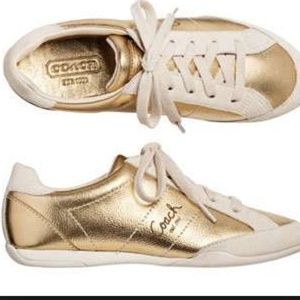 Gold metallic coach sneakers