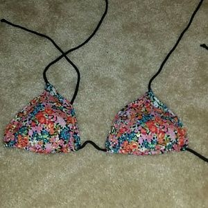 String Floral Bikini Top