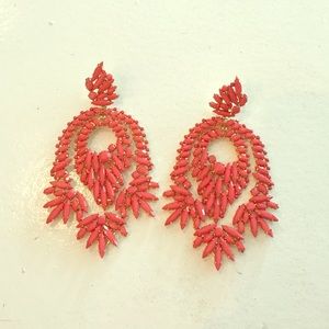 BCBG large coral statement earrings