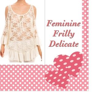 BOHO BLOUSE IVORY OPEN SHOULDER PEPLUM  NWT