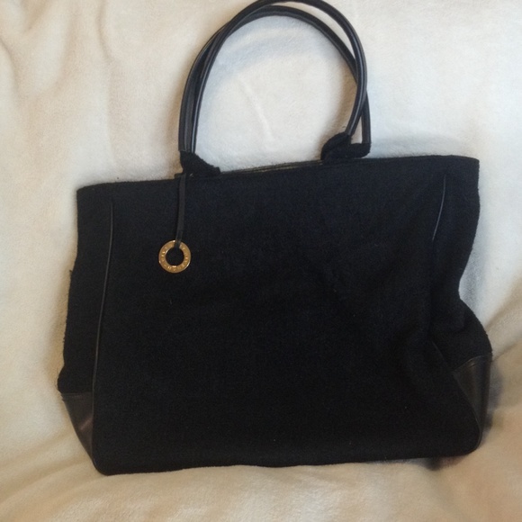 Givenchy black felt and pleather handbag