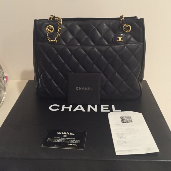 Navy Chanel Lambskin Shoulder Bag