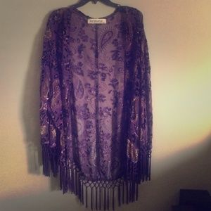 Nasty gal purple velvet long kimono