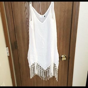 White sheer fringe dress🎉