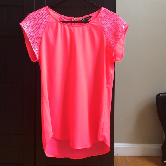 NWOT Express pink sequin top, XS