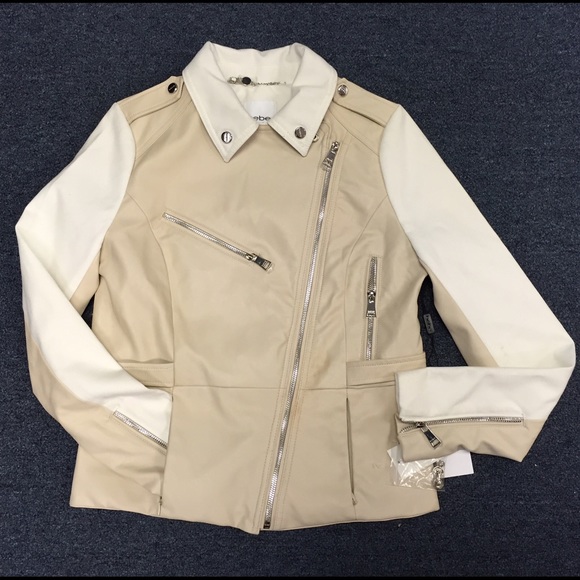 Bebe faux leather beige and ivory jacket - Picture 1 of 3