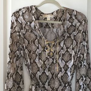 Michael Kors snake print dress with gold chain